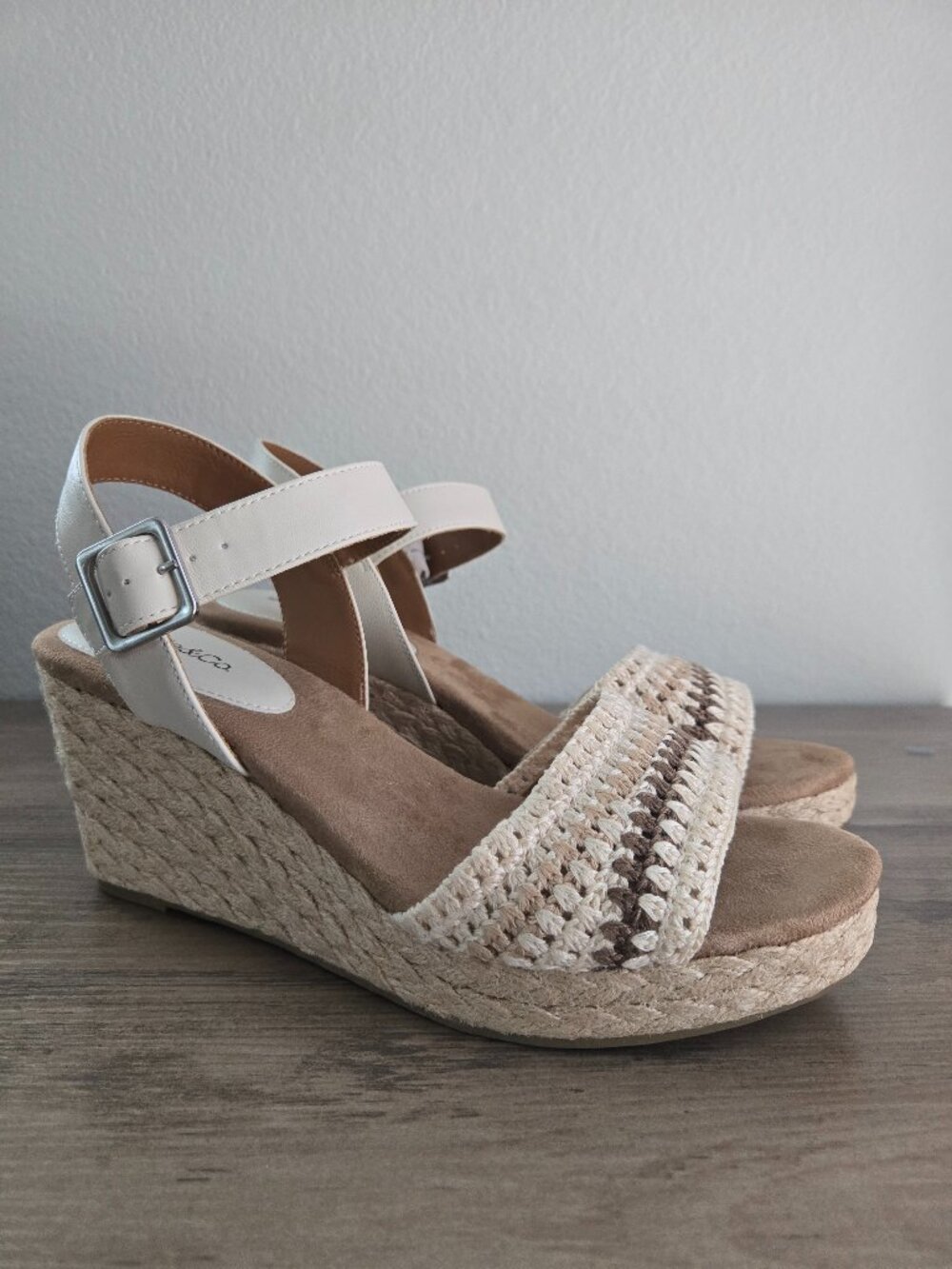 Style & Co Women's Siggyy Wedge Espadrille Sandals Cream Size 9M